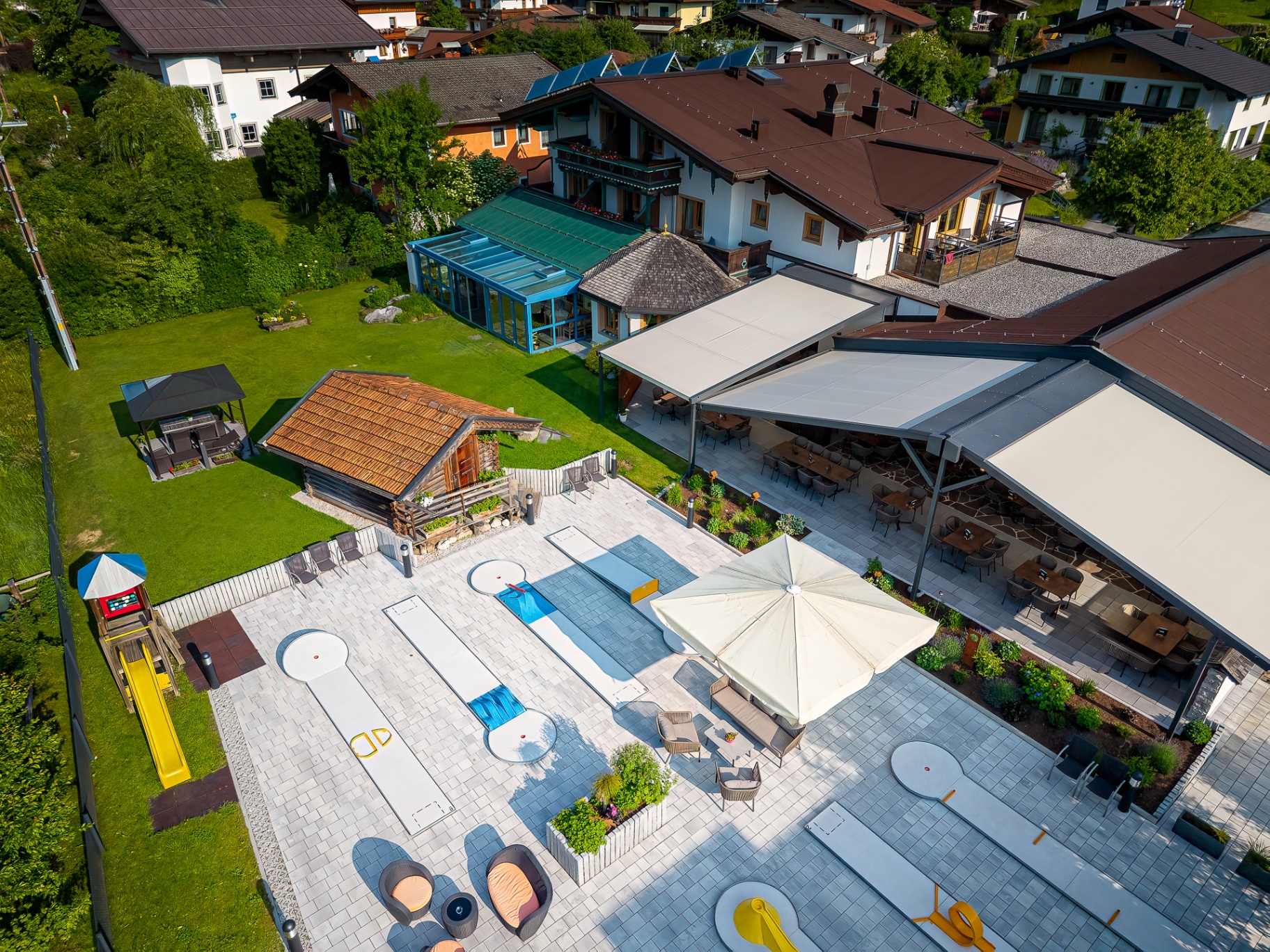 Aerial view of the Dorfalm mini golf course